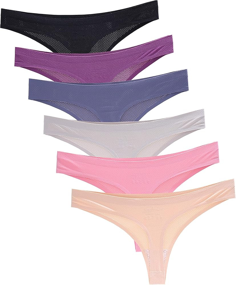 Amazon.com: Imakokoni 6 Pack Women's Nylon Spandex Thong Underwear (Medium, Multi-B): Clothing | Amazon (US)