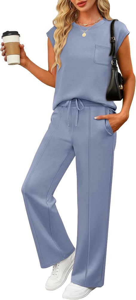ANRABESS Two Piece Sets for Women 2026 Summer Travel Vacation Outfits Sleeveless Lounge Set Match... | Amazon (US)