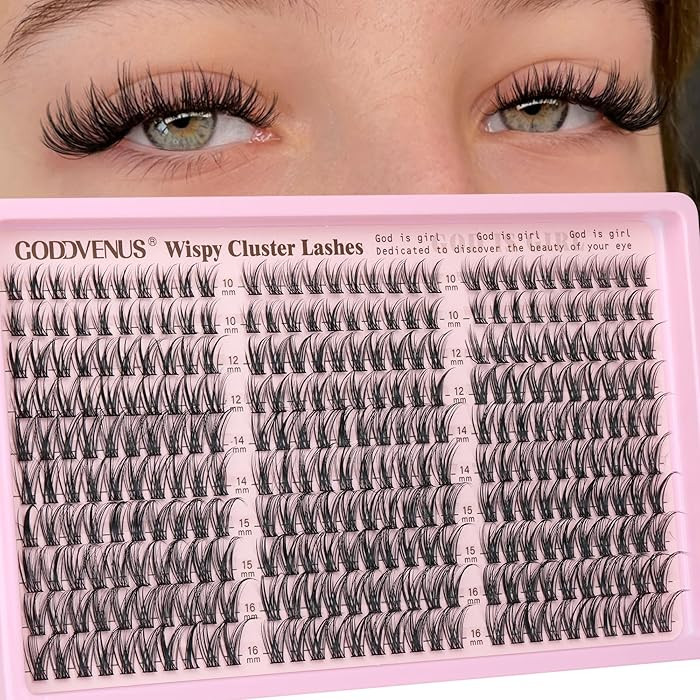 Goddvenus Eyelash Extensions Wispy Natural DIY C Curl Individual Lashes Clusters Black 10-16mm 30... | Amazon (US)