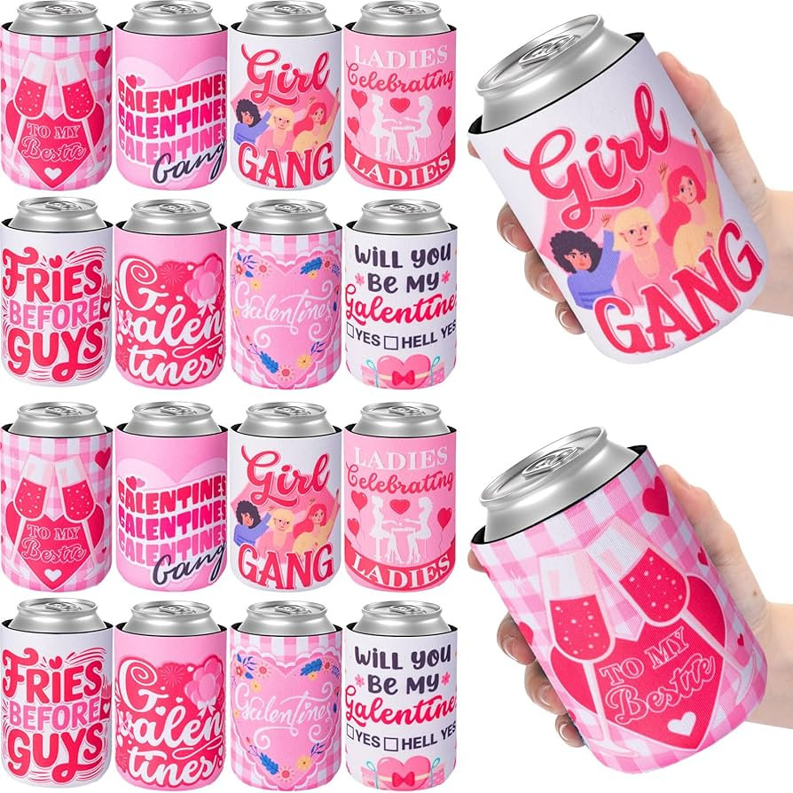 24 Count Happy Galentine's Day Can Sleeves 12 oz Celebrating Galentine's Day Decorations Neoprene... | Amazon (US)