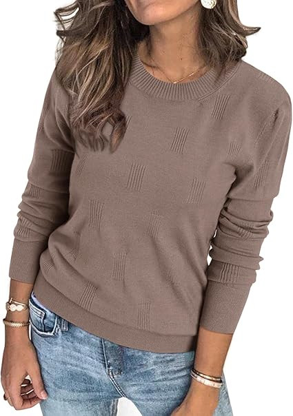 Arach&Cloz Women's Soft Knit Sweater Fall Dressy Casual Pullover Tops | Amazon (US)