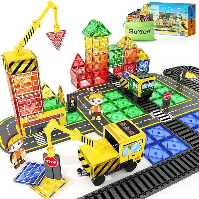 Magnetic Tiles Magnetic Construction Set with 2 Cranes Boys Toys for Ages 3-5 5-7 8-10 Building T... | Amazon (US)