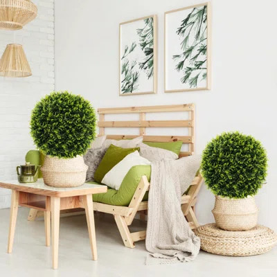 2 PCS Artificial Cedar Topiary Balls Sun-protective Round Greenery Bushes | Wayfair North America