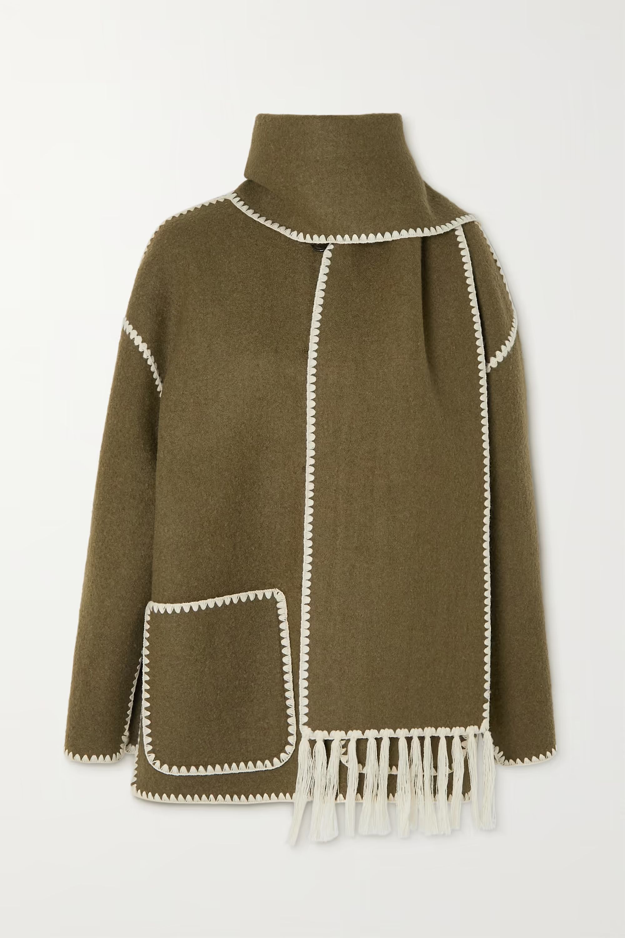 Draped fringed wool-blend jacket | NET-A-PORTER (US)