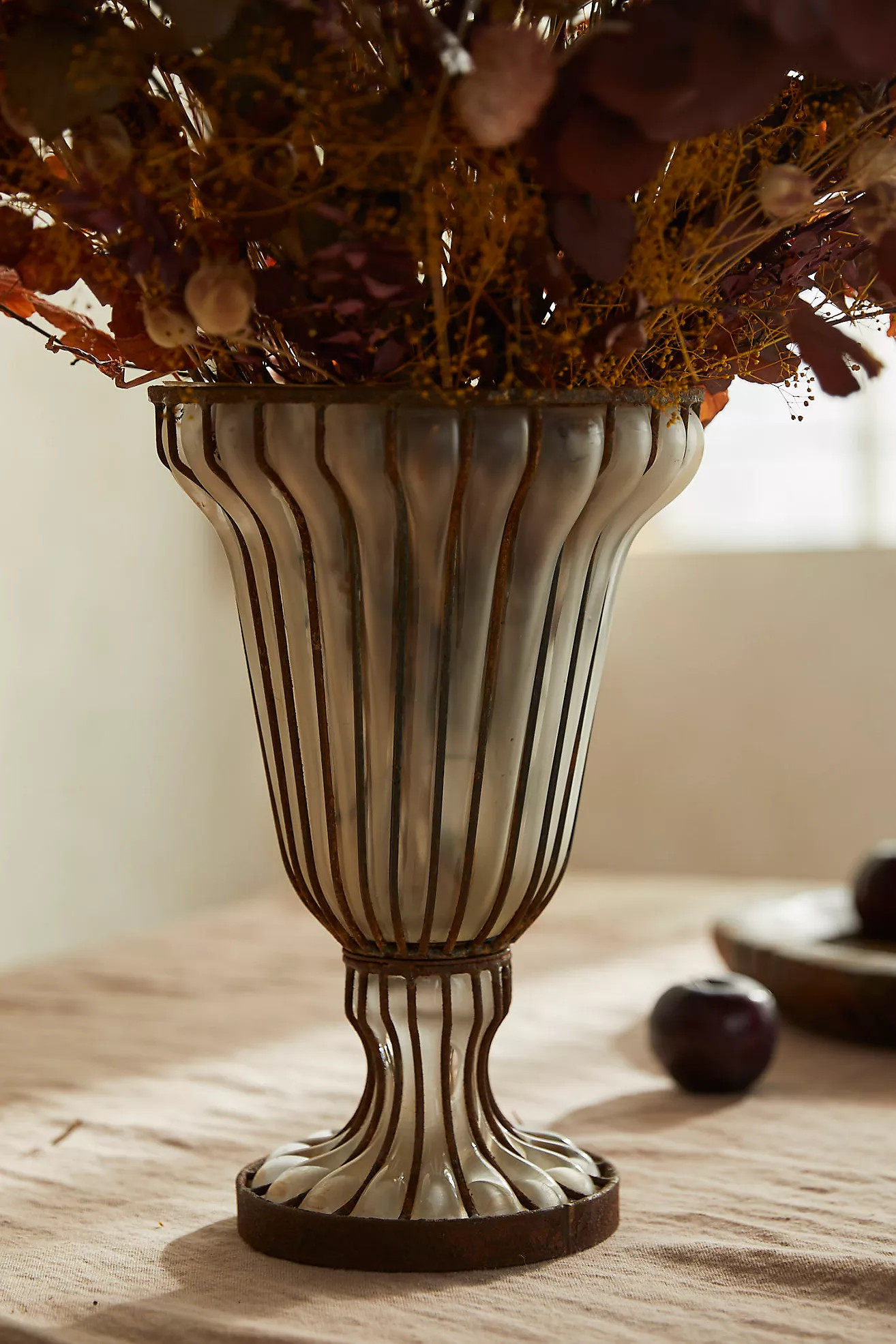 Fluted Glass + Iron Vase | Anthropologie (US)