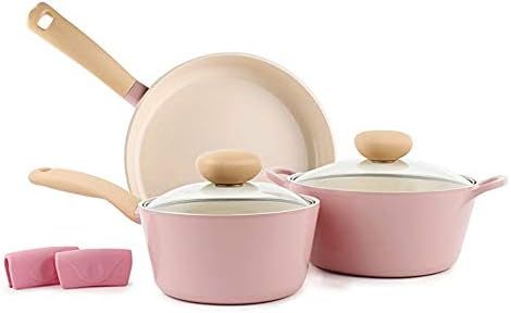 Neoflam Retro 5pc Ceramic Nonstick Cookware Set, PFOA Free Pots and Pans with Integrated Steam Ve... | Amazon (US)