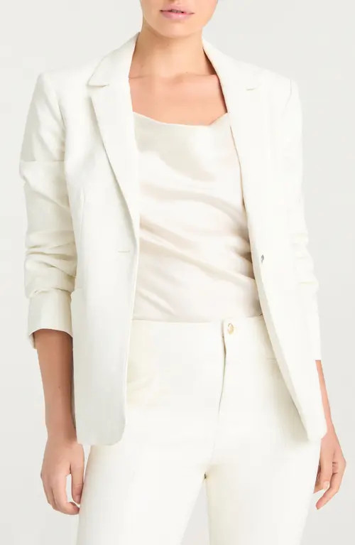Cinq à Sept Khloe Quilted Faux Leather Blazer in Ivory at Nordstrom, Size 14 | Nordstrom