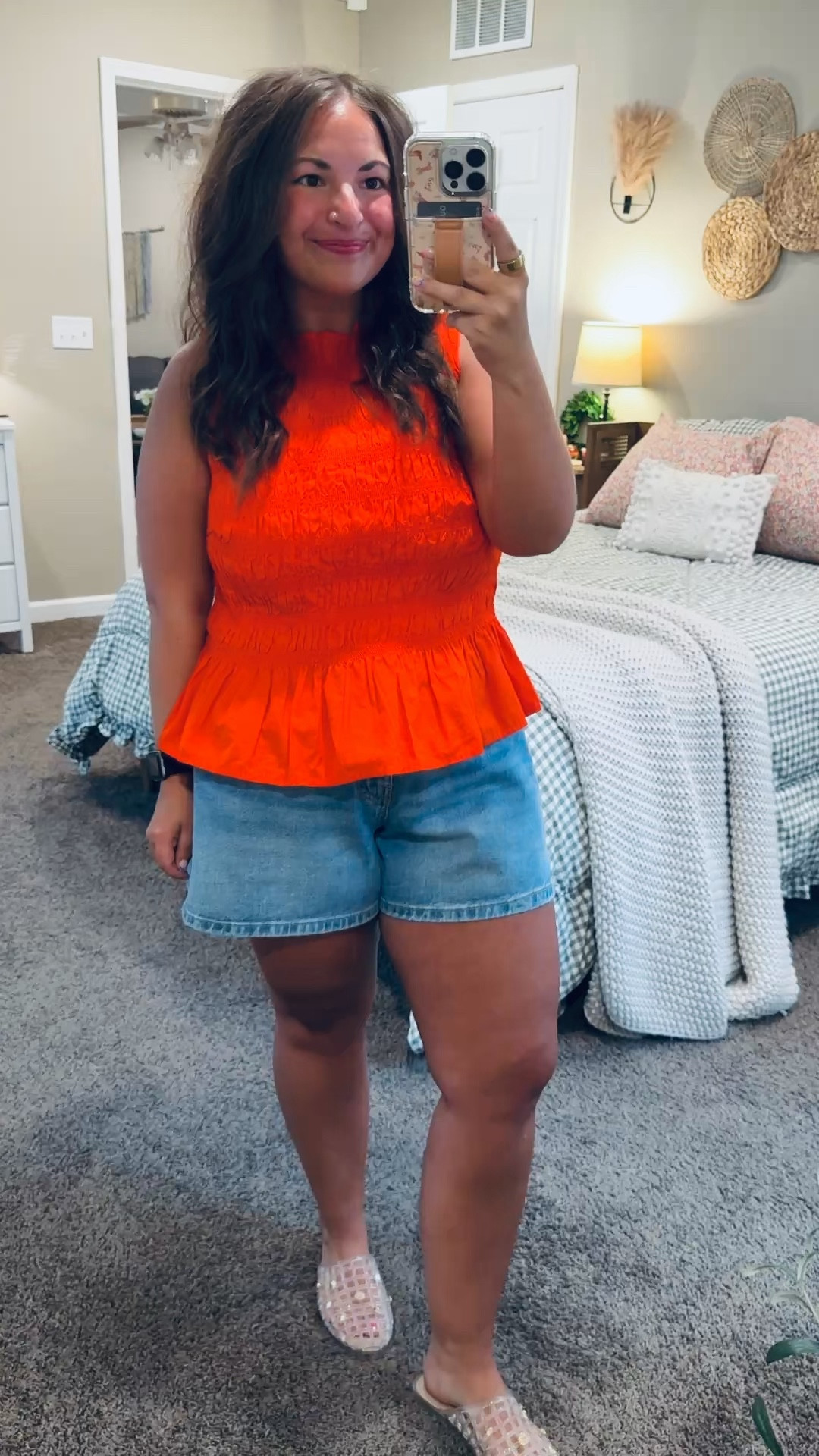 This red Walmart top is SUCH a fun summer statement ❤️☀️

jelly flats: fit true to size // wearing a 5
shorts: fit true to size // wearing a 14
peplum tank: fits true to size // wearing a large 

 #LTKootd #LTKMidsize