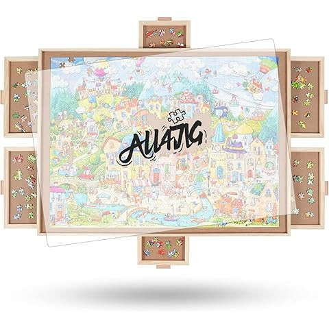 ALL4JIG 1500 Piece Rotating Puzzle Board with Drawers and Cover,25"x34"Portable Wooden Jigsaw Puz... | Amazon (US)