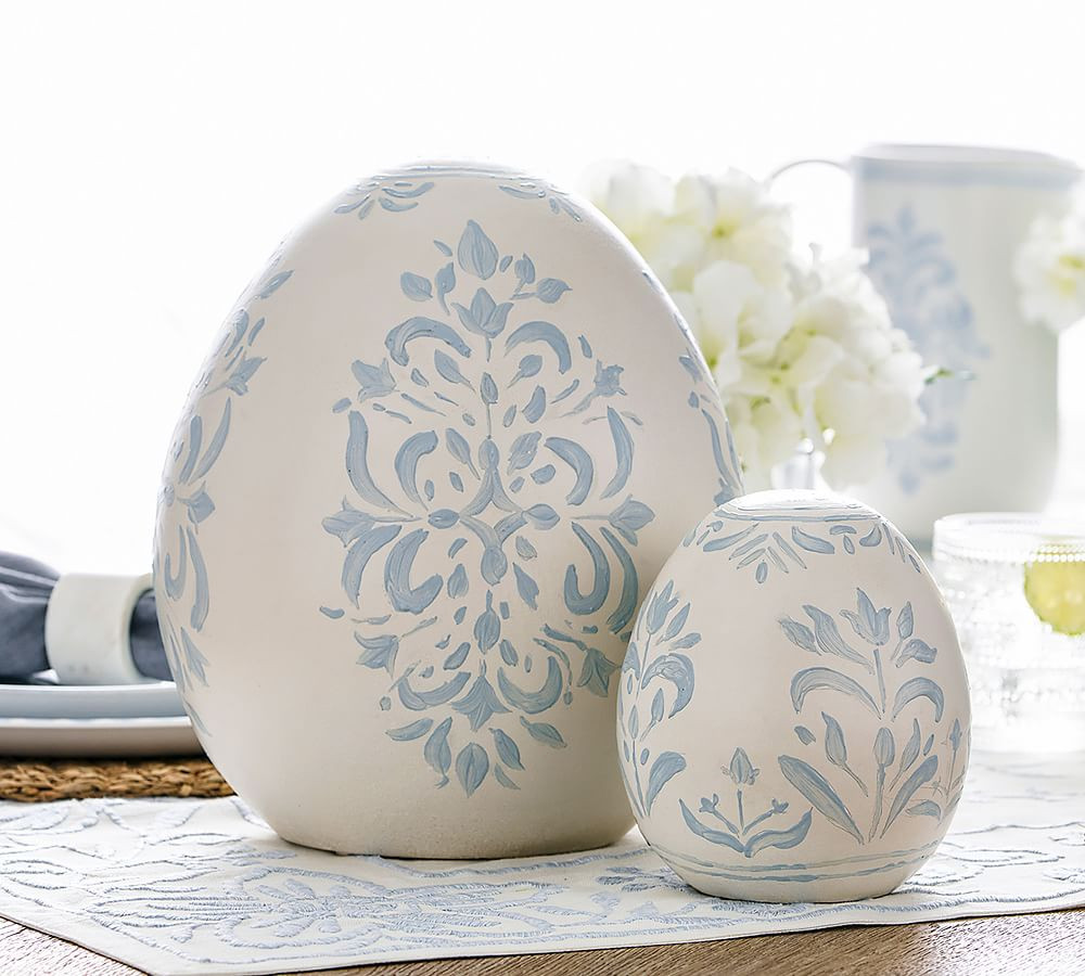 Chambray Hand-Painted Ceramic Eggs | Pottery Barn (US)
