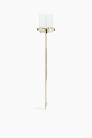 Candle Lantern in Clear Fluted Glass - Gold-colored - Home All | H&M US | H&M (US + CA)