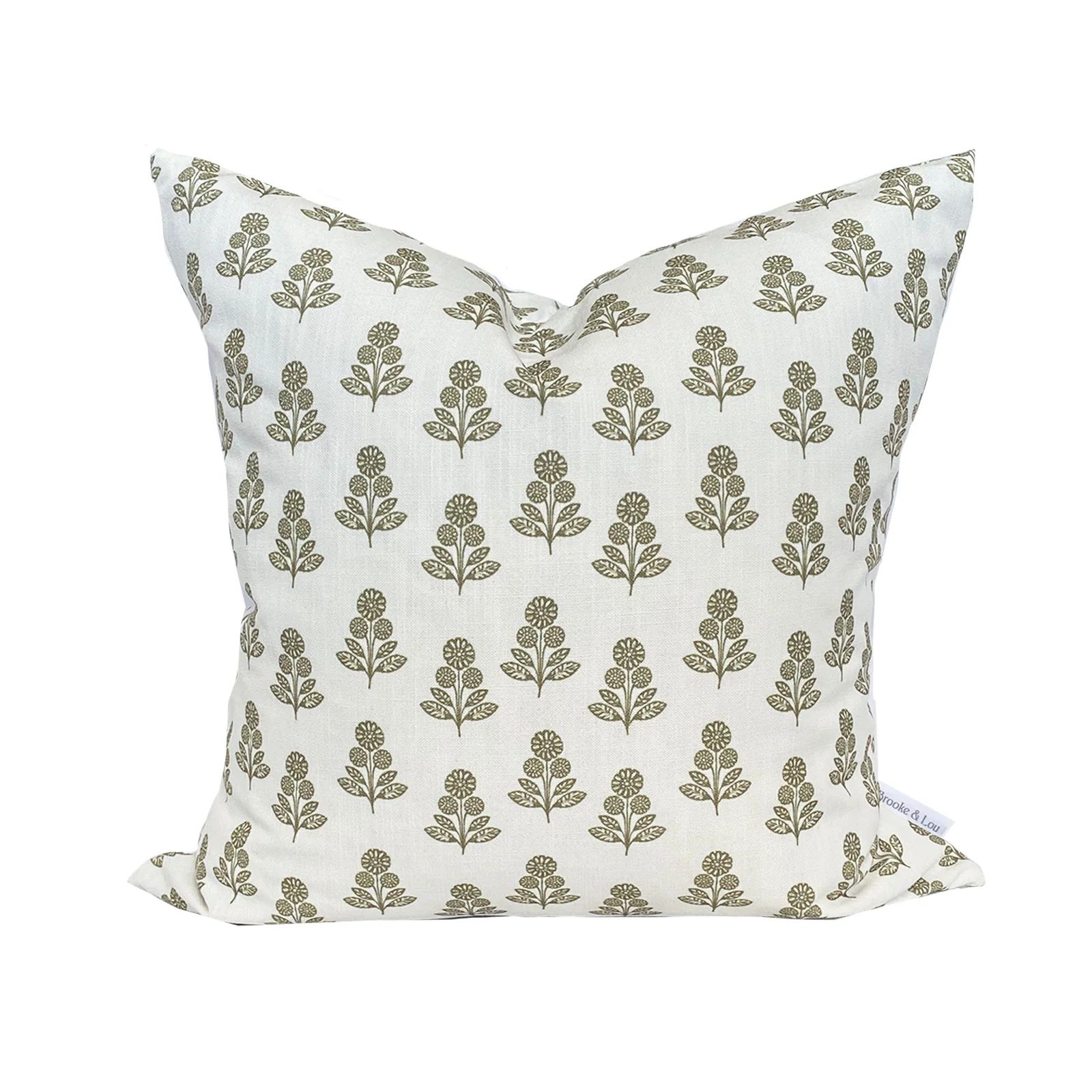 Stella Floral Pillow in Olive | Brooke and Lou