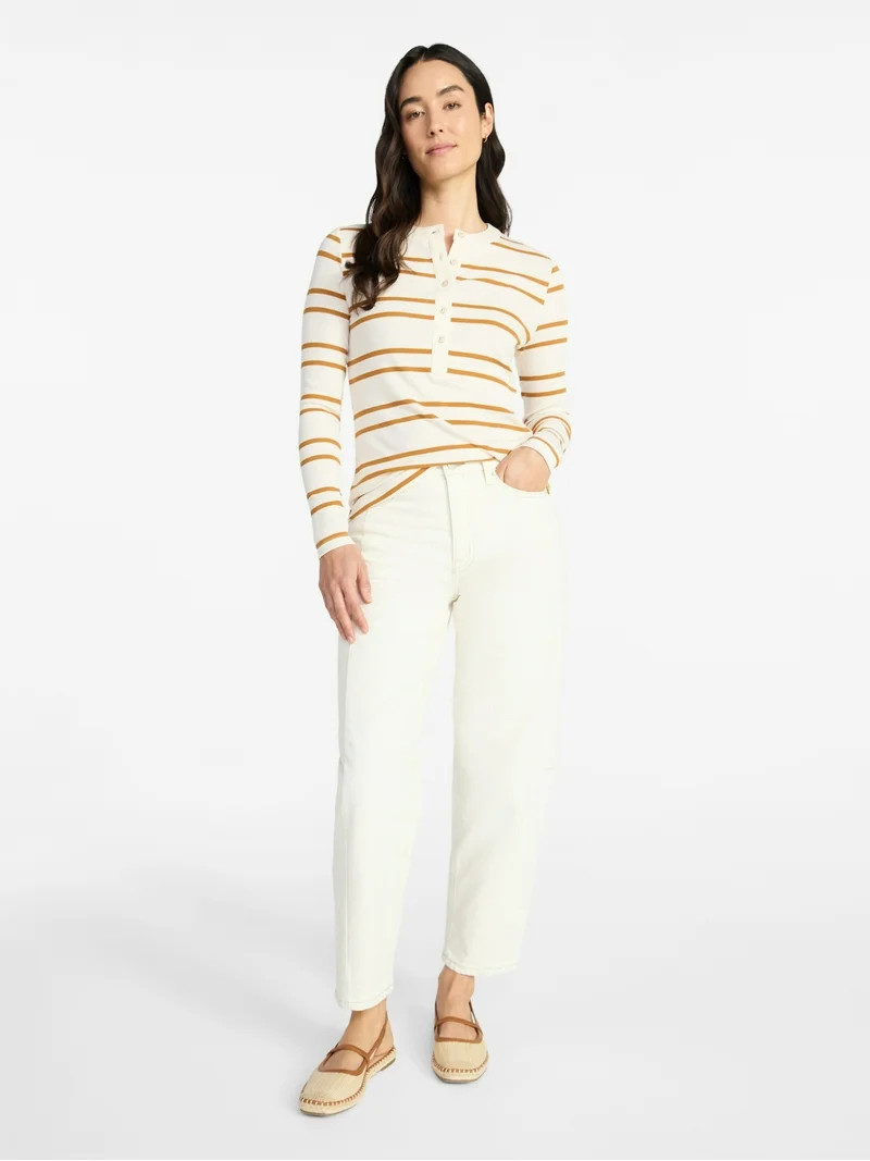 Time and Tru Women's High Rise Barrel Jeans, 28" Inseam, Sizes 0-20 | Walmart (US)