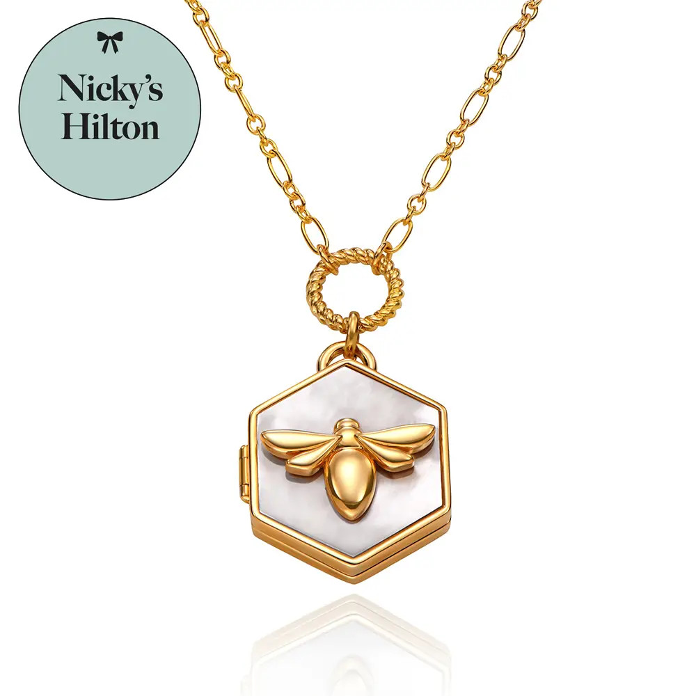 Bee Loved Photo Locket with Mother of Pearl | Theo Grace