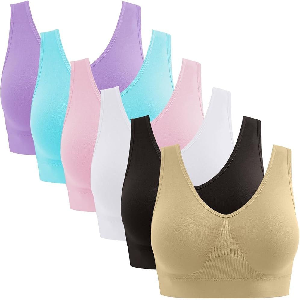 YADIFEN Womens Sports Bras, 3/4/6 Pack Wireless Comfortable Seamless Sleep Yoga Sports Bras for W... | Amazon (US)