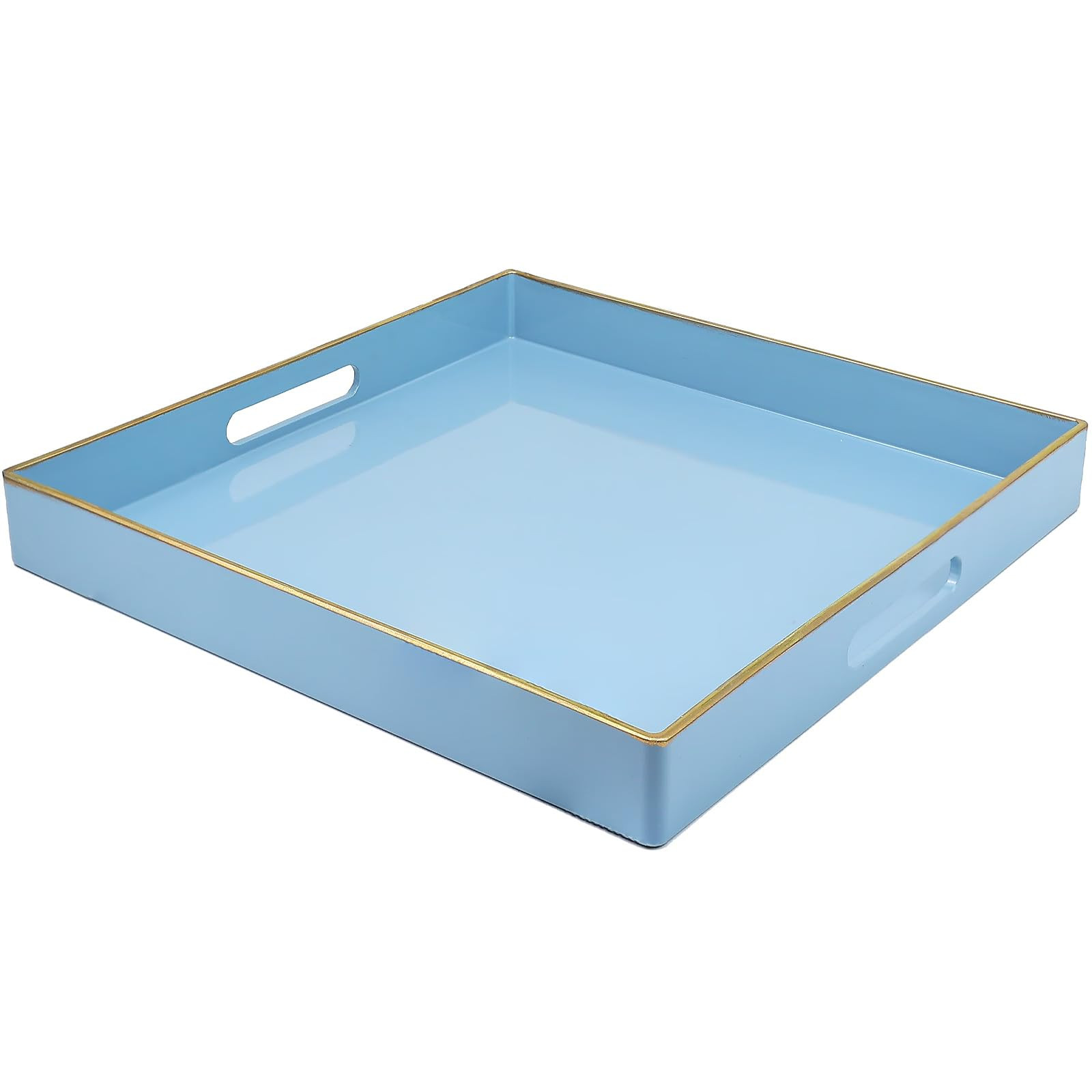 Spsyrine Light Blue Decorative Tray for Living Room, Square Modern Plastic Coffee Serving Table T... | Amazon (US)