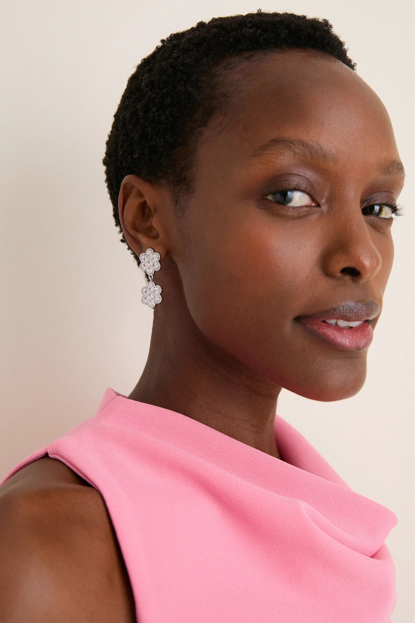 White Gold Delphine Pave Double Drop Earrings | Tuckernuck (US)