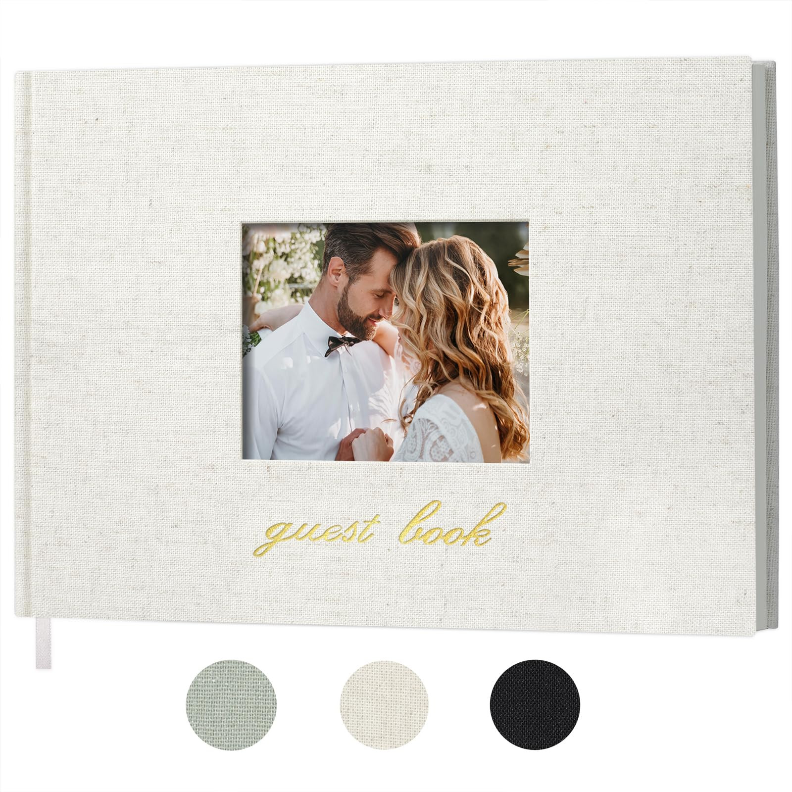 SUNEE Wedding Guest Book - Polaroid Guest Book Weddings Reception, Linen Cover 7" x 9" Guest Book... | Amazon (US)