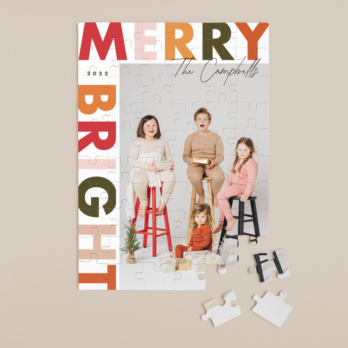 "Fun holidays" - Customizable 60 Piece Custom Puzzle in Red by Yaling Hou Suzuki. | Minted