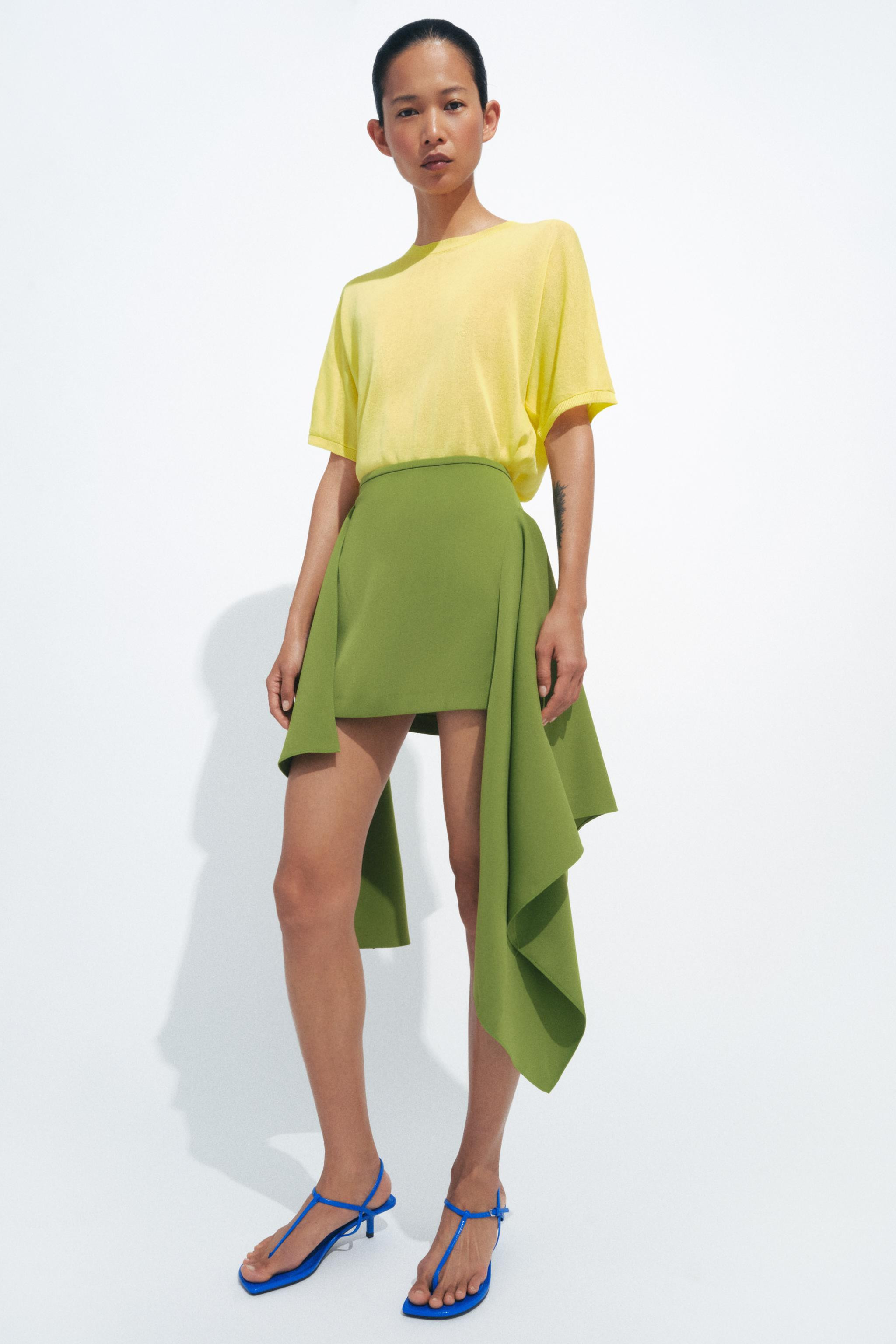 ZW COLLECTION ASYMMETRIC HEM MINI SKIRT | Zara US
