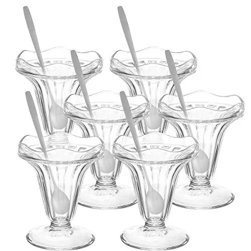 Glokers Dessert Cups, 5.5 Ounce Tulip Ice Cream Bowl or Sundae Cup, Clear Glass Tumblers Includin... | Walmart (US)