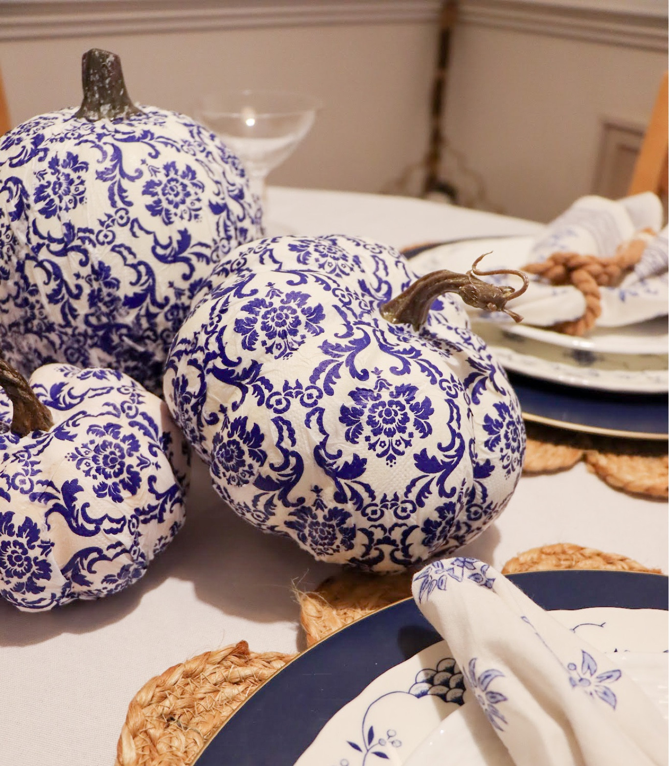 DIY blue & white pumpkins - fall craft - fall decor - coastal fall decor - pumpkin craft 

#LTKhome #LTKSeasonal #LTKHalloween