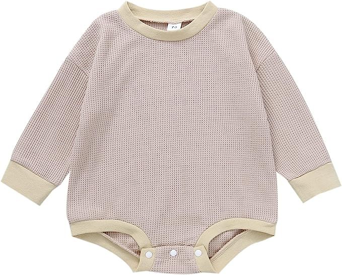 Baby Boy Girl Crewneck Sweatshirt Romper Long Sleeve Oversized Sweater Bodysuit Pullover Top Fall... | Amazon (US)