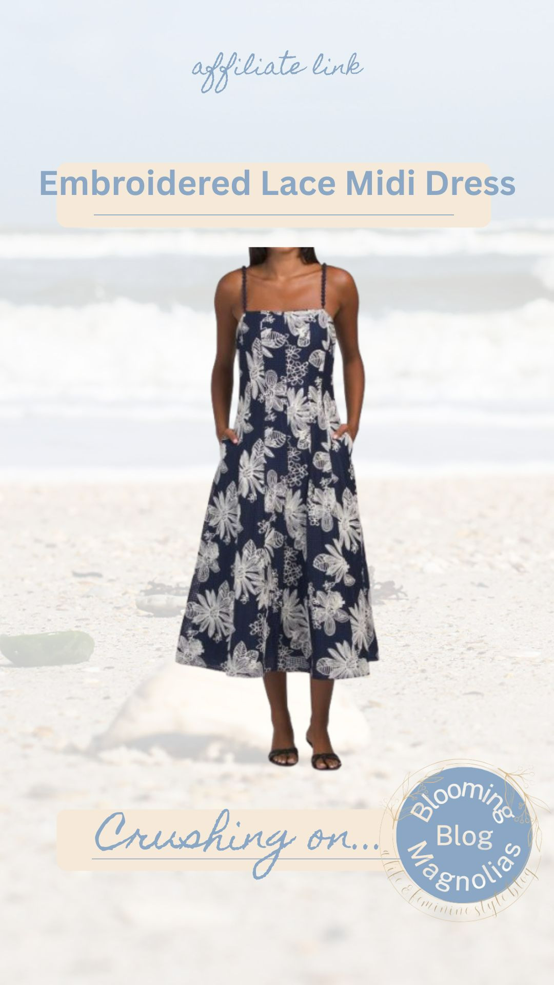 Embroidered lace midi dress with pockets! 

 
