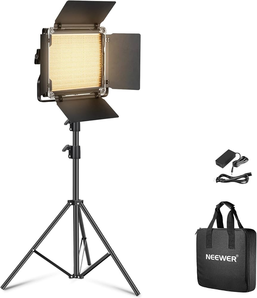 NEEWER Bi Color LED Studio Light with Tripod Stand Barndoors, Video Panel Key Lighting for Video ... | Amazon (US)
