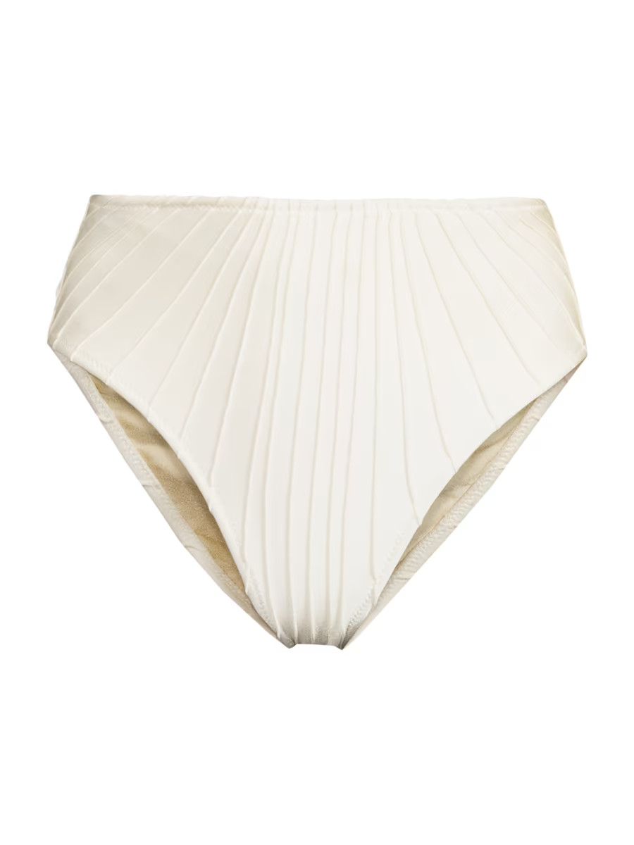 Alice High-Rise Pleated Bikini Bottom | Saks Fifth Avenue