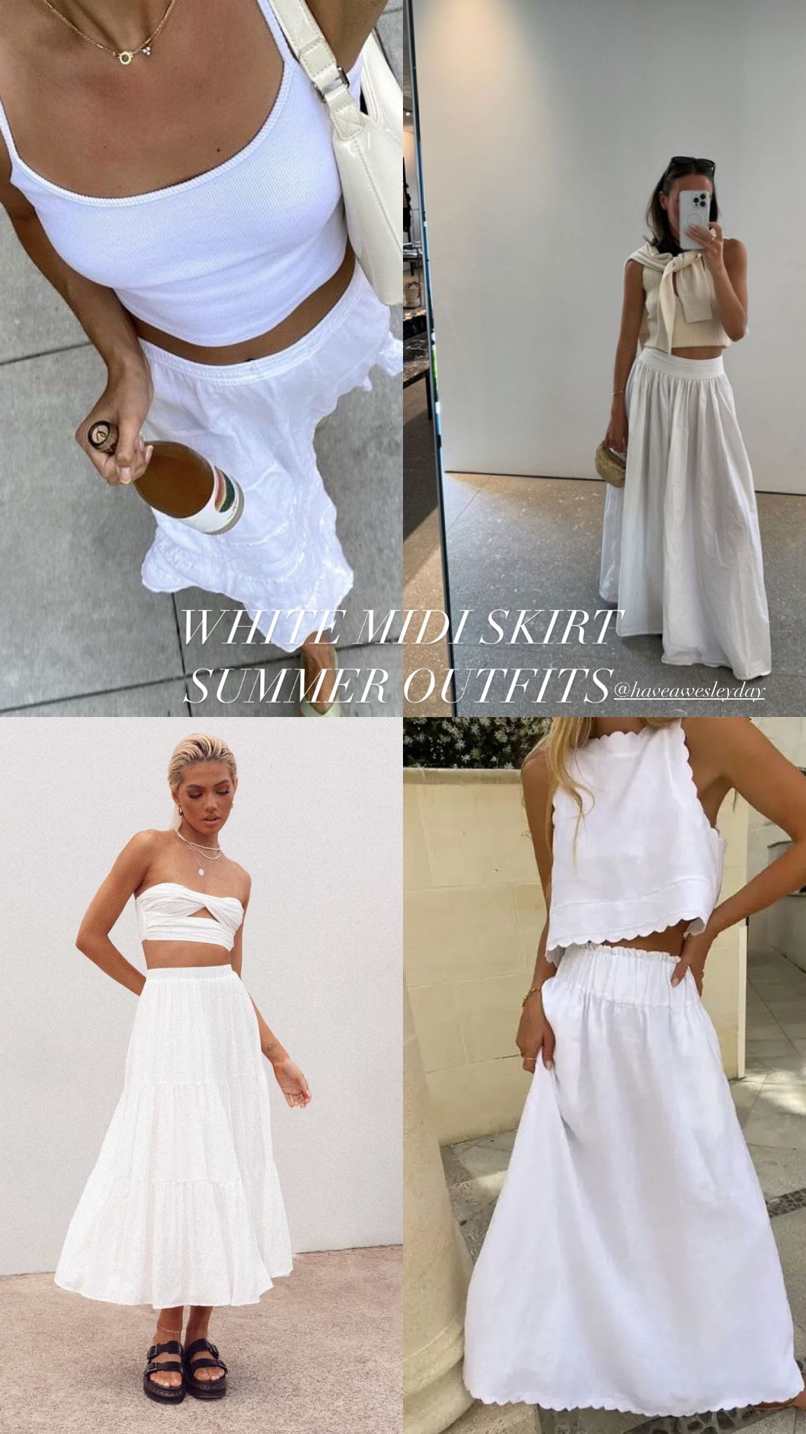 White midi clearance skirt summer outfits