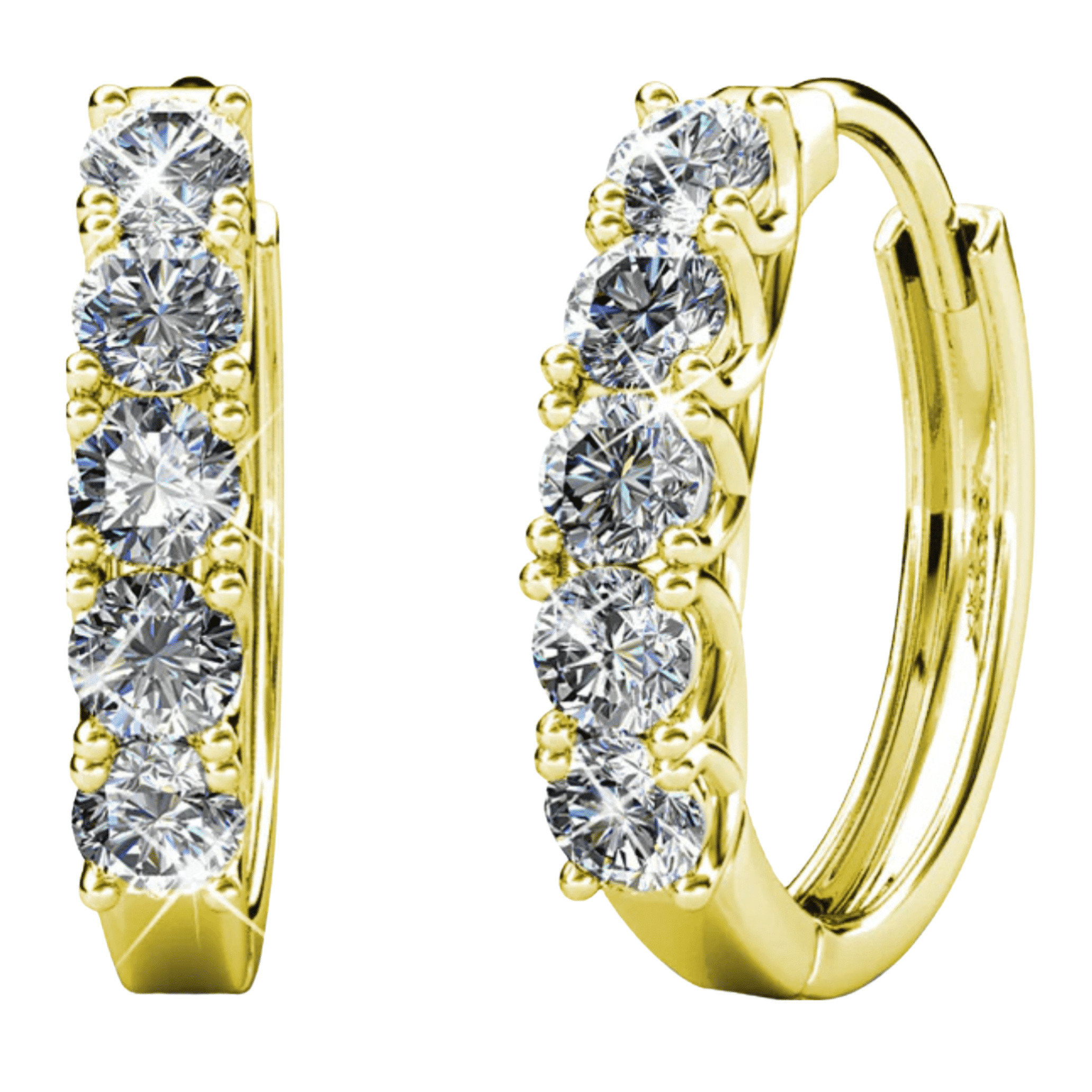 Cate & Chloe Bethany Strong White Gold Hoop Earrings, 18k Gold Hoop Earrings with Large Swarovski Crystals, Silver Hoop Earring Set for Women, Wedding Anniversary Jewelry (Yellow Gold) | Walmart (US)