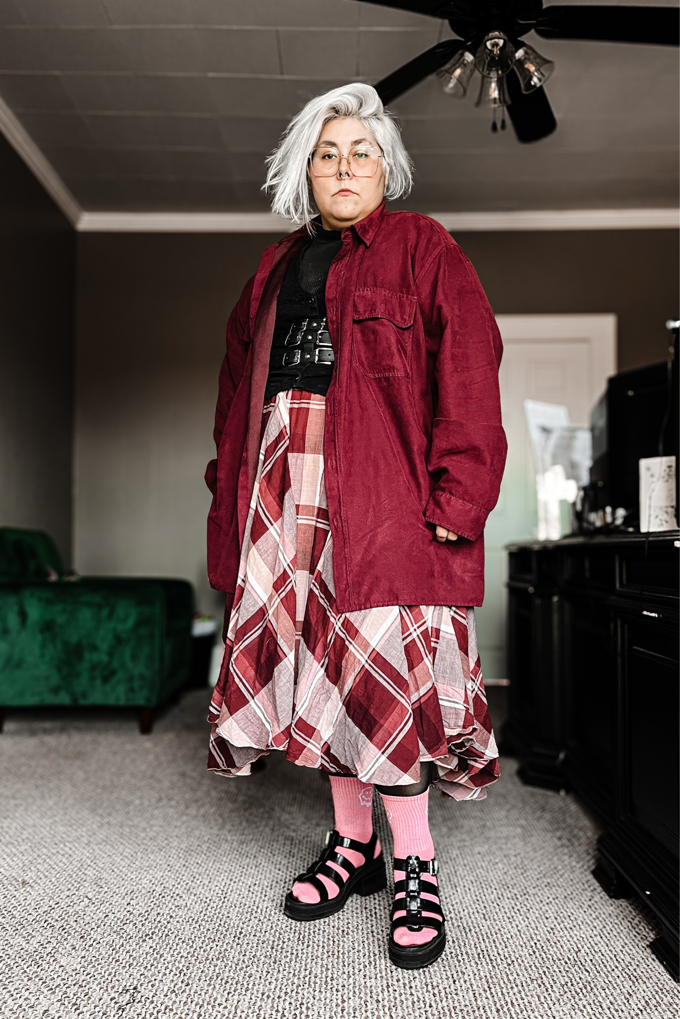 Shirt: Thrifted
Vest: Walmart
Belt: Shein
Skirt: Cato
Button Up: Thrifted
Tights: Shein
Shoes: ASOS

#LTKmidsize #LTKstyletip #LTKplussize