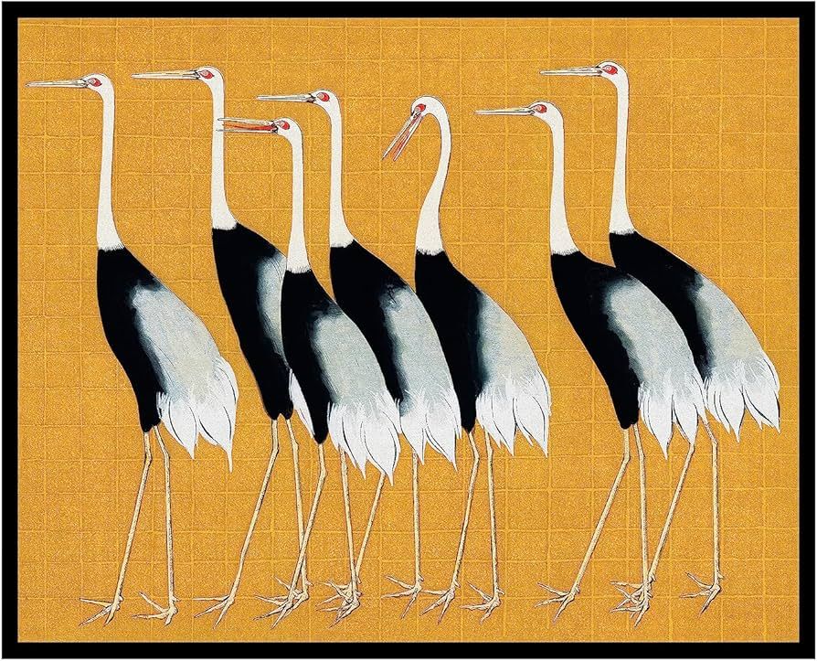 Poster Master Vintage Japanese Crane Poster - Retro Red Crown Crane Print - Bird Art - Great Gift... | Amazon (US)