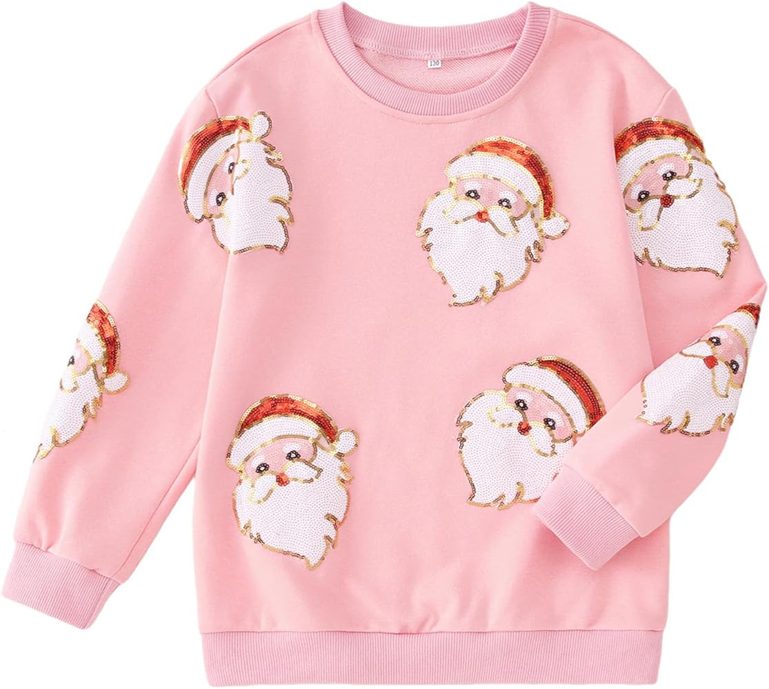 SOFEON Kids Girls Boys Christmas Sweatshirts Sequin Santa Claus Pullover Cute Glitter Xmas Long S... | Amazon (US)