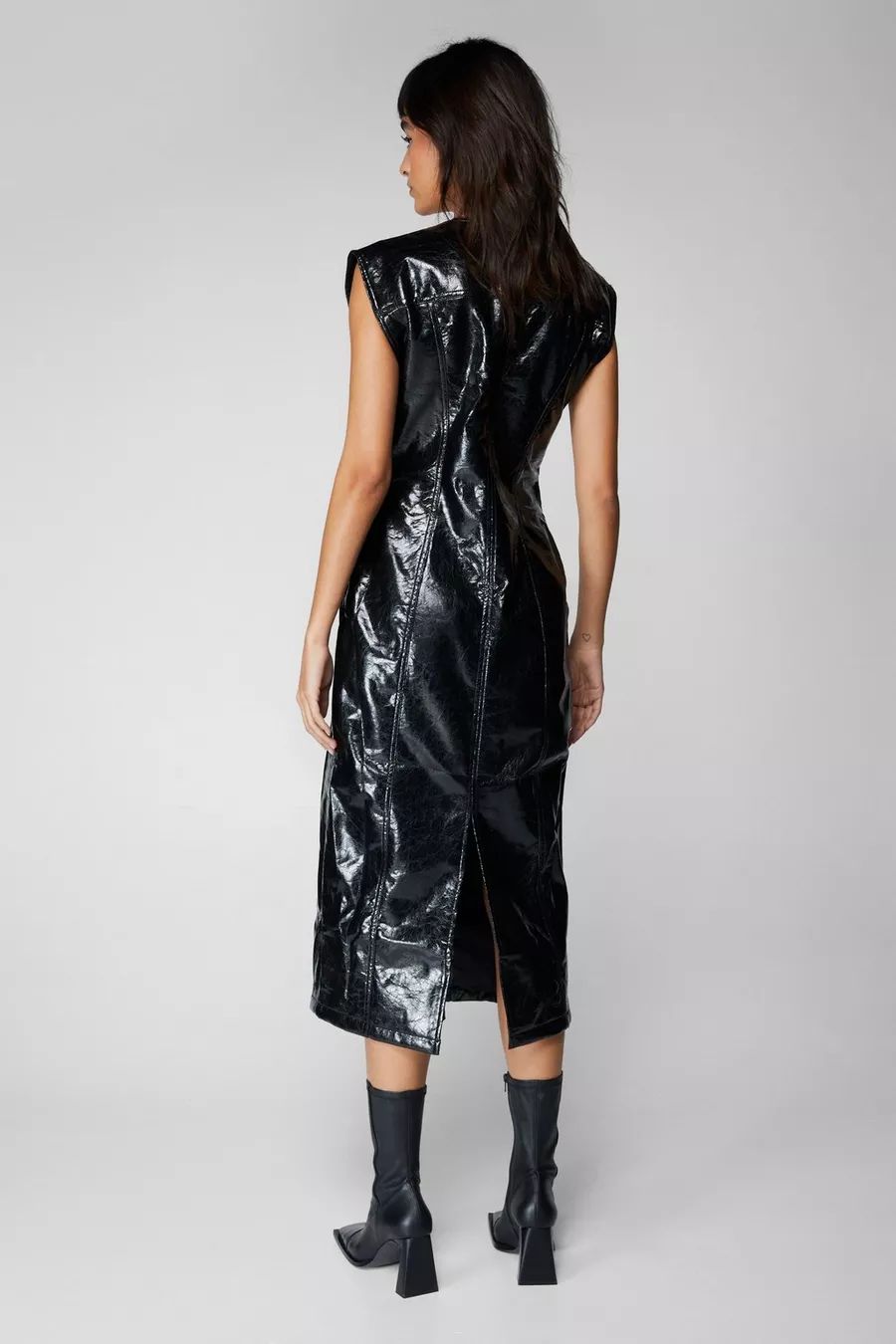 Metallic Crackle Faux Leather Mini Dress | Nasty Gal US