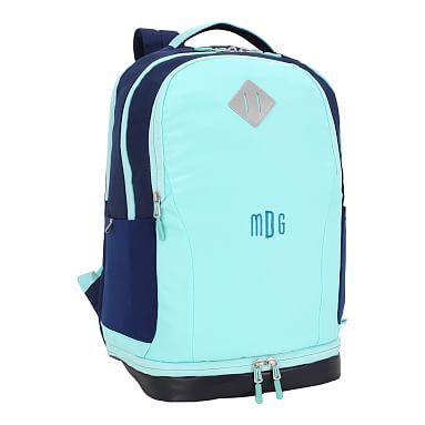 Pool/Navy Solid Athletic Recycled Backpack | Pottery Barn Teen