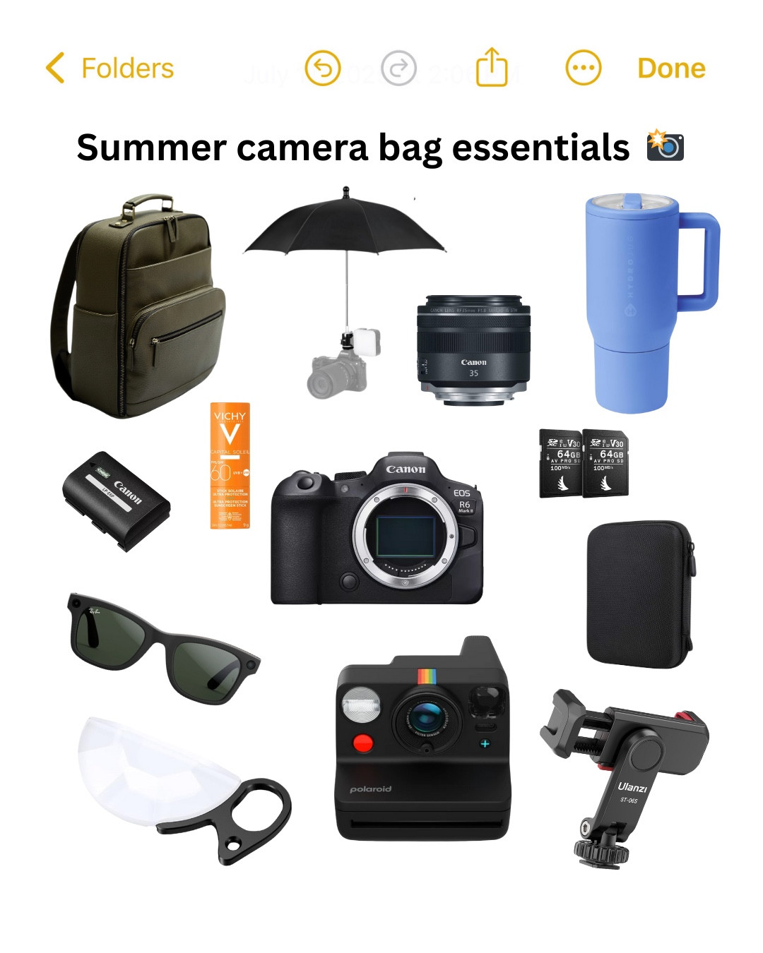 Summer camera bag essentials 📸
As a family photographer, here’s what you’ll find in my camera bag this summer ☀️ #photographer #socialmedia #photography

#LTKSeasonal #LTKWorkwear #LTKTravel