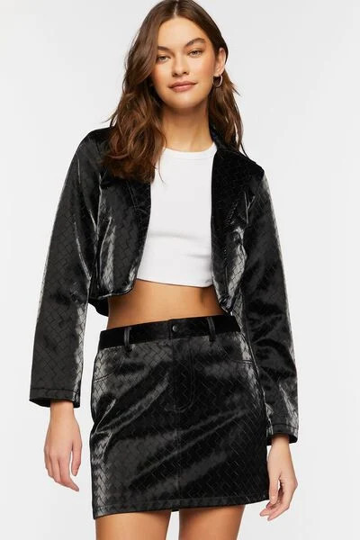 Faux Leather Crosshatch Mini Skirt | Forever 21 (US)