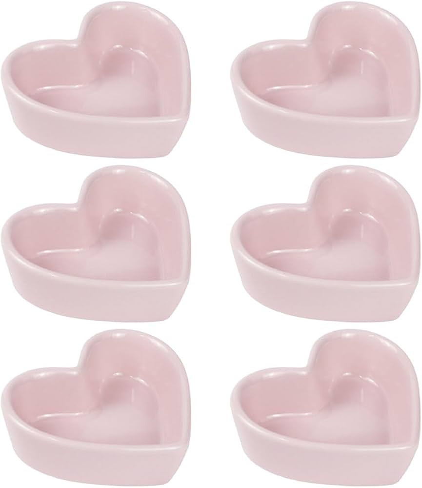 FUYU Colorful Heart Shaped Ceramic Ramekin Bowls Souffle Dishes Pudding Cups Snack Dishes Dipping... | Amazon (US)