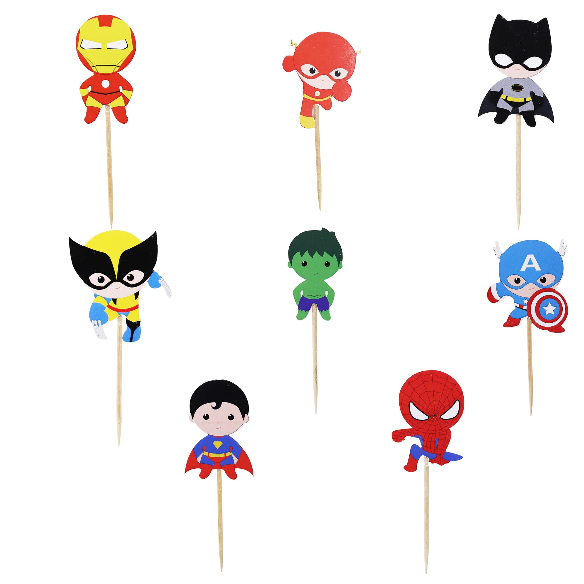 Confetti 24pc Cartoon Superhero Cupcake Topper for Kids Birthday Party Cake Decoration Supplies S... | Amazon (US)