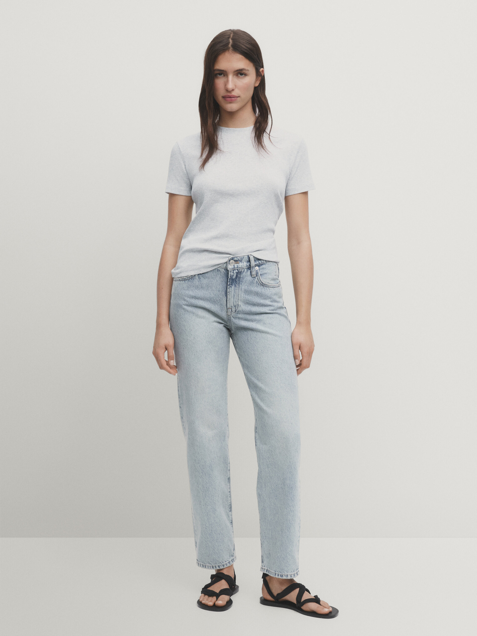 100% cotton ribbed short sleeve T-shirt | Massimo Dutti US