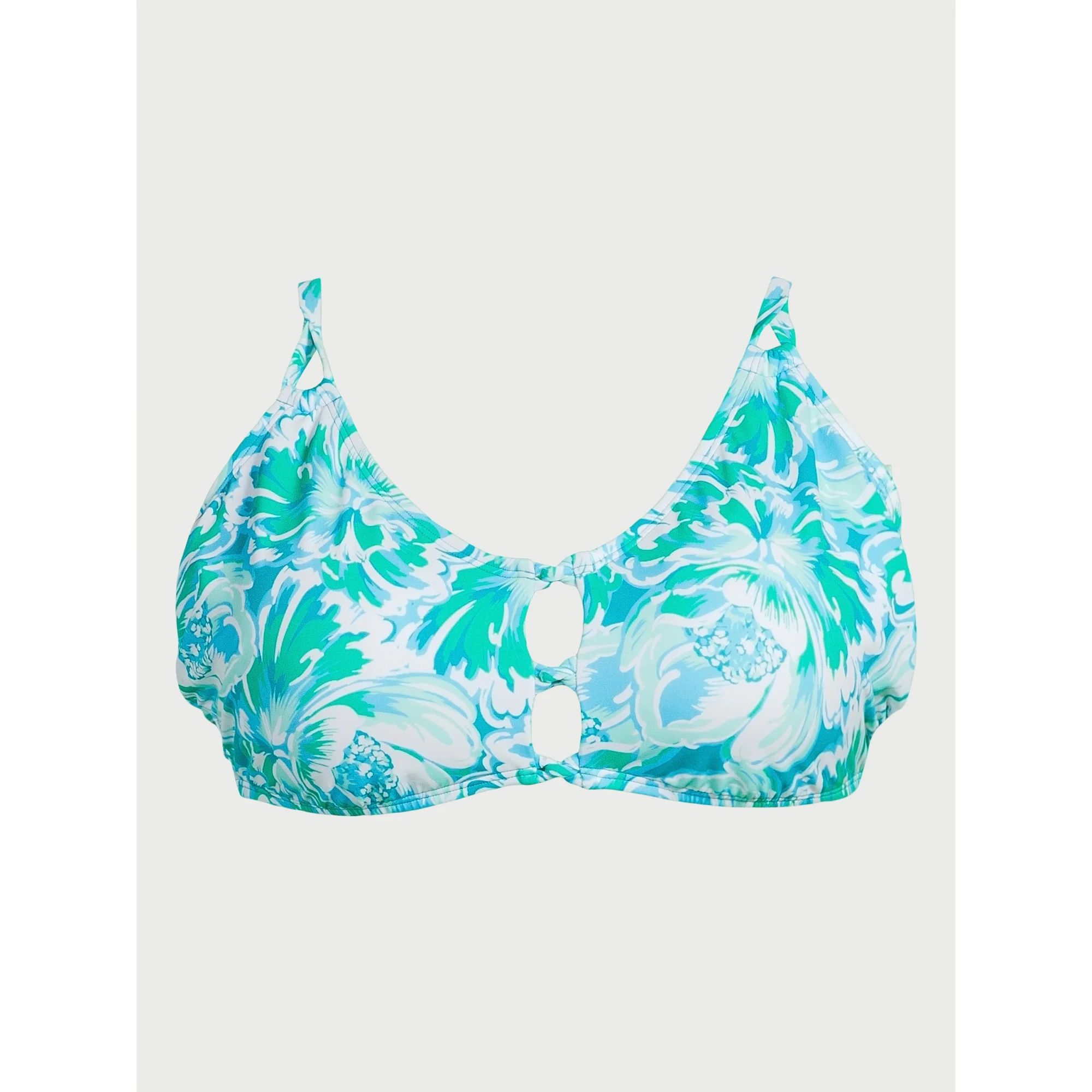 Time and Tru Women's and Women's Plus Floral Lace Up Bikini Top, Sizes XS-2X | Walmart (US)