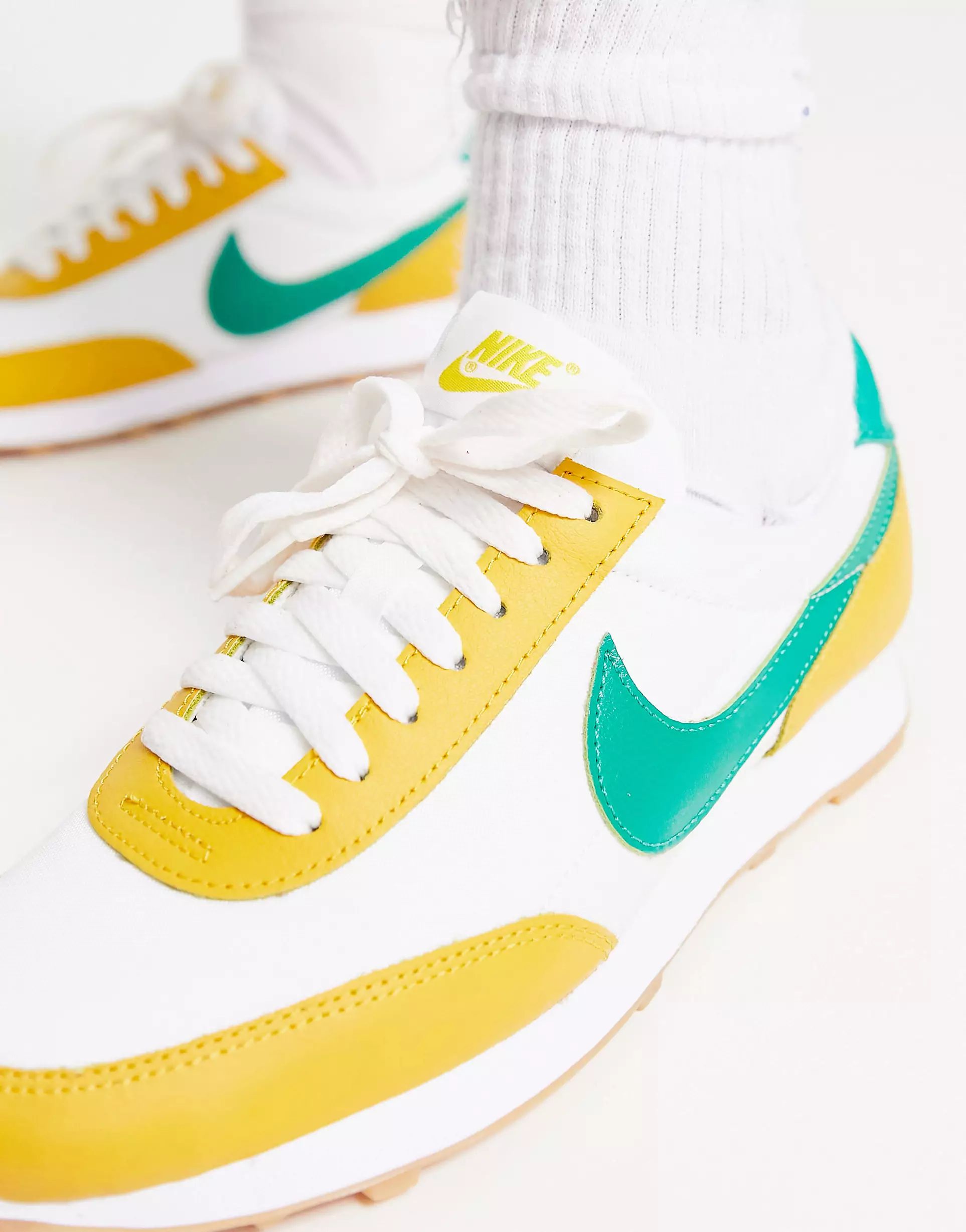 Nike Daybreak sneakers in white, neptune green and yellow ochre | ASOS (Global)
