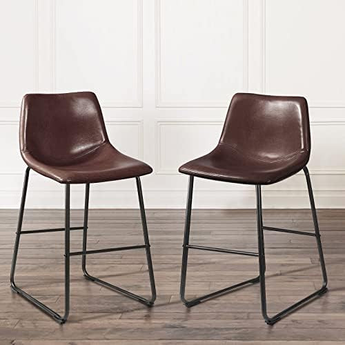 Waleaf 26 inch PU Faux Leather Counter Bar Height Stools with Back, Black Metal Legs Upholstered Mod | Amazon (US)