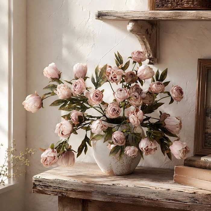 8 PCS 18" Faux Peonies Artificial Flowers Silk Flowers for Vase | Amazon (US)