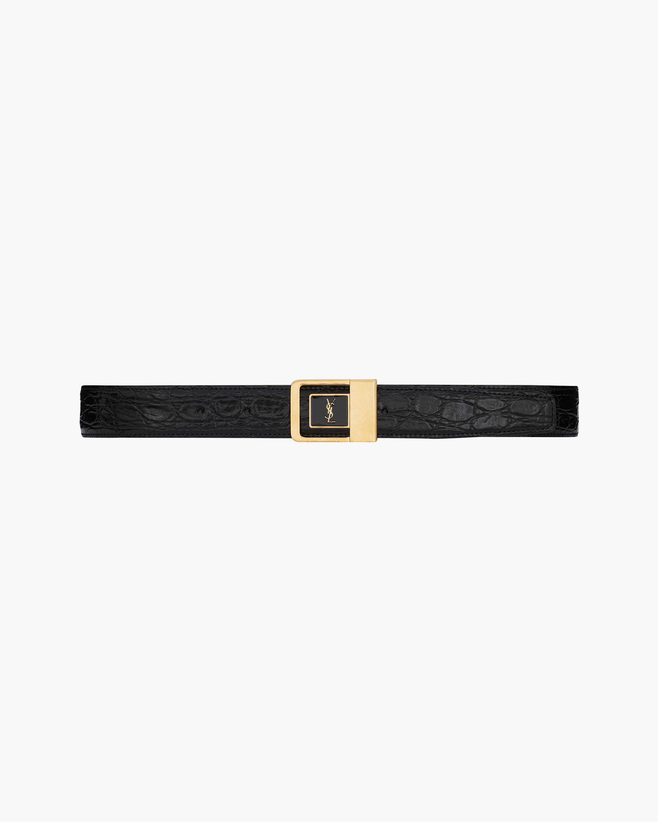 la 66 buckle belt in crocodile-embossed leather | Saint Laurent Inc. (Global)