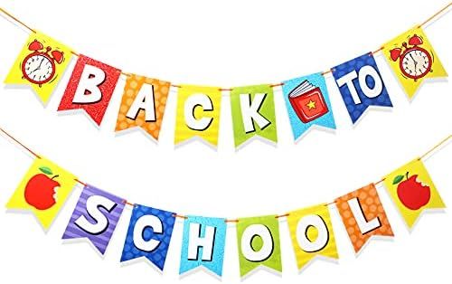 Containlol Back to School Banner, Welcome Back to School Garland Hanging Banner, First Day of Sch... | Amazon (US)