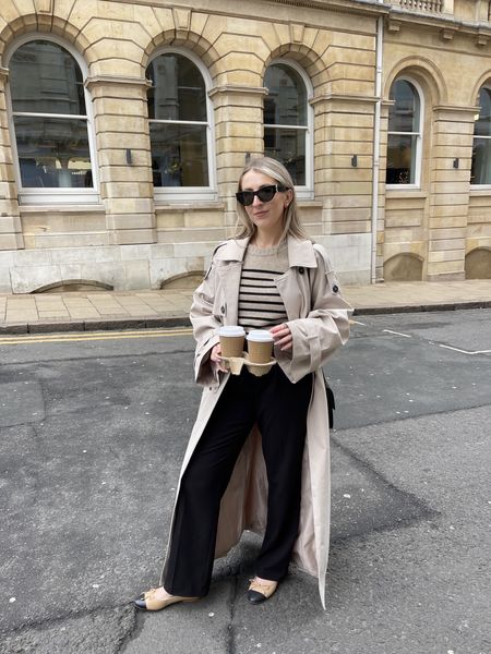 Trench coat outfit, striped jumper, ballet flats, spring outfit inspo, trench outfit 

#LTKstyletip #LTKeurope #LTKSeasonal