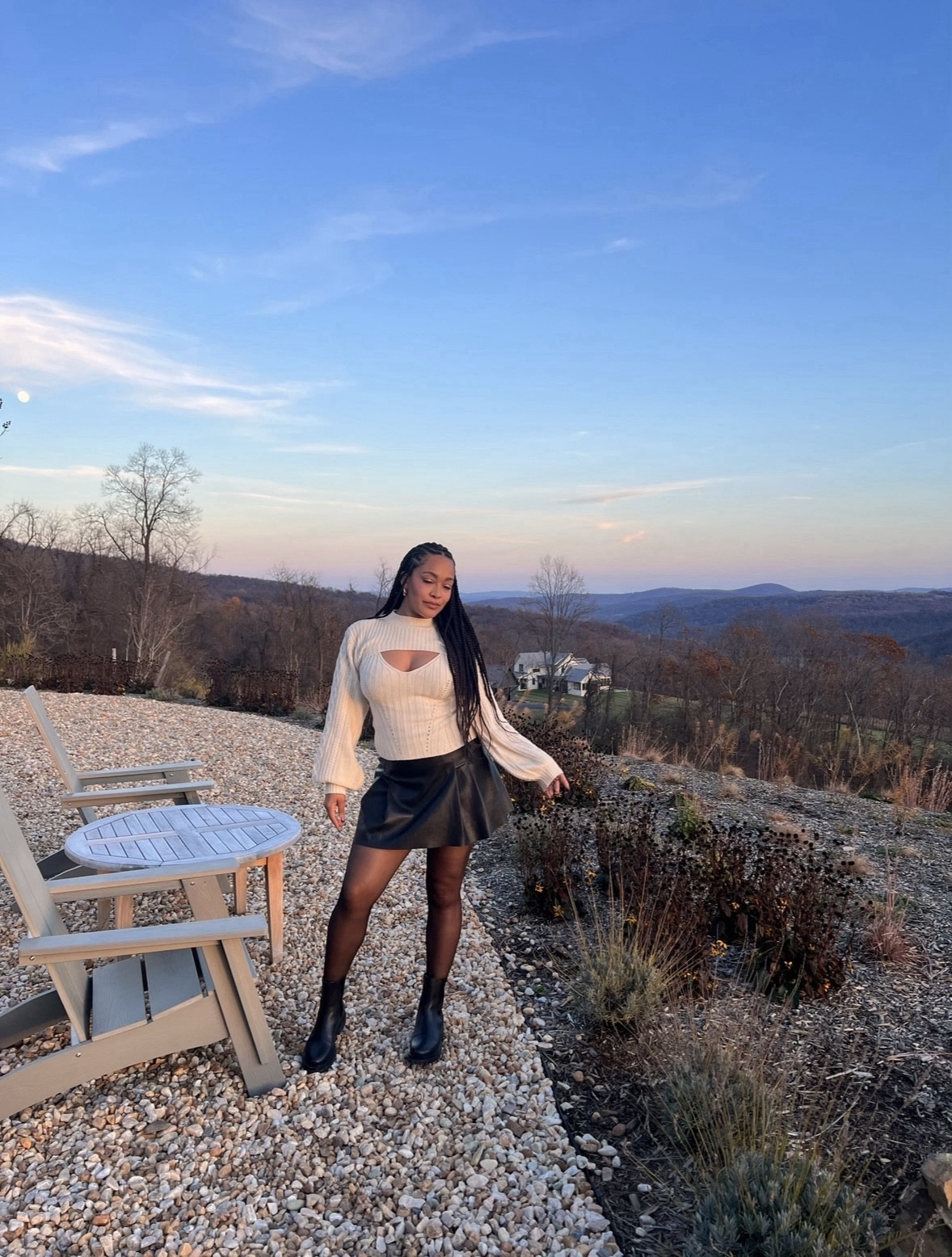 Love this winter look that I wore for a winery trip with the girls 🤍 Cut out sweater, size M. Vegan leather skirt. Chelsea boots. Gold jewelry  

#LTKHoliday #LTKSeasonal